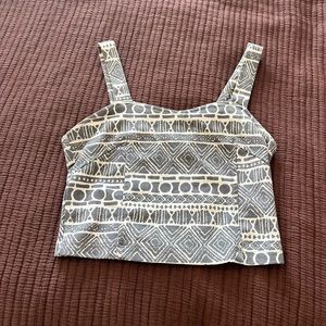 Brandy Melville Grey White Tribal Crop Top